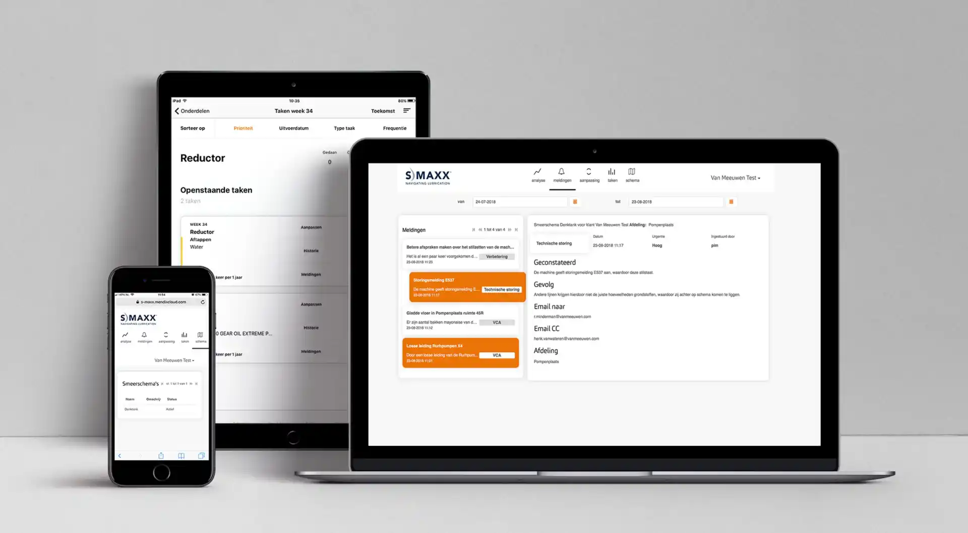 Onderhoudsmanagementsysteem Laptop tablet en telefoon